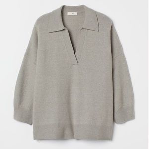 HM Sweater with Collar in Light Khaki Green size M